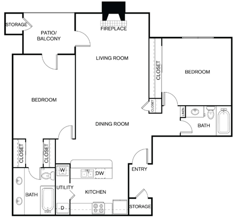 A black and white image of a house floor plan.